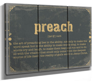 Bella Frye Preach Word Definition Wall Art - Gift for Preach Dictionary Artwork