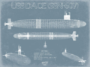 Bella Frye USS Dace (SSN-607) Blueprint Wall Art - Original Submarine Print