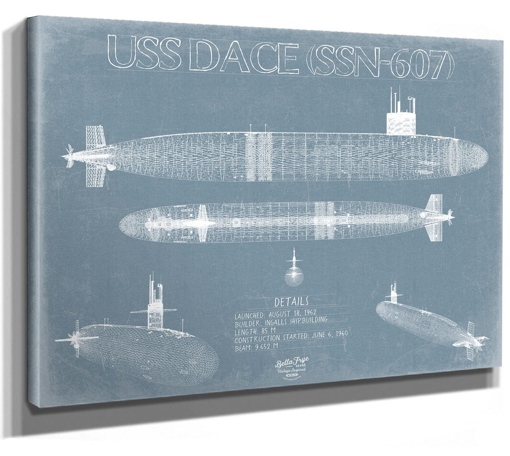 Bella Frye USS Dace (SSN-607) Blueprint Wall Art - Original Submarine Print