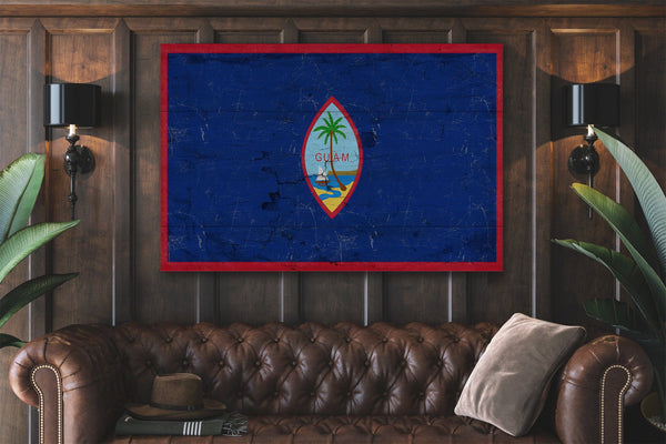 Bella Frye Guam Flag Wall Art - Vintage Guam Island Territory Sign