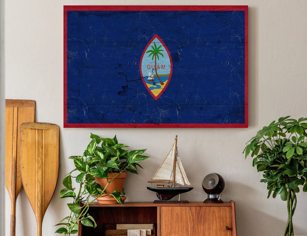 Bella Frye Guam Flag Wall Art - Vintage Guam Island Territory Sign