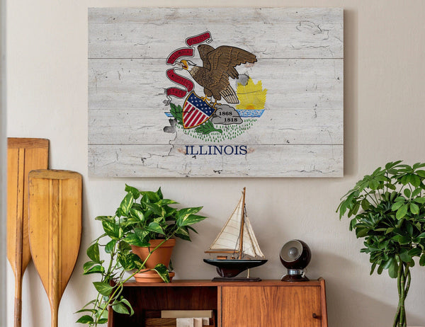 Bella Frye Illinois Flag Wall Art - Vintage State of Illinois Sign