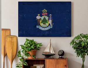 Bella Frye Maine Flag Wall Art - Vintage State of Maine Sign