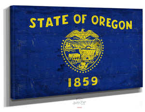 Bella Frye Oregon Flag Wall Art - Vintage State of Oregon Sign