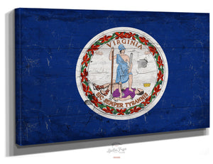 Bella Frye Virginia Flag Wall Art - Vintage State of Virginia Sign