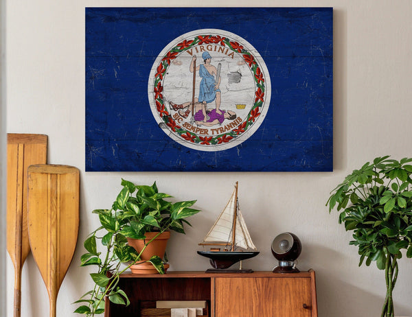 Bella Frye Virginia Flag Wall Art - Vintage State of Virginia Sign