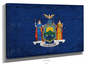 Bella Frye New York Flag Wall Art - Vintage State of New York Sign