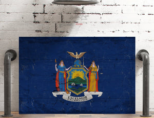 Bella Frye New York Flag Wall Art - Vintage State of New York Sign