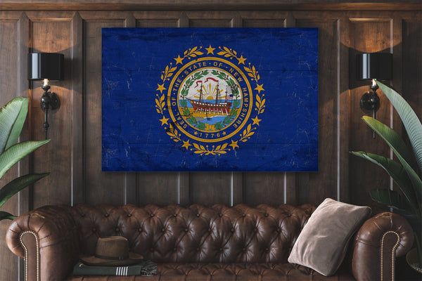 Bella Frye New Hampshire Flag Wall Art - Vintage State of New Hampshire Sign