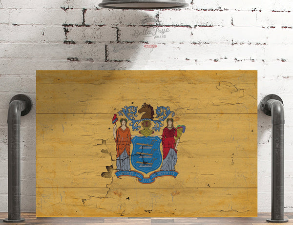 Bella Frye New Jersey Flag Wall Art - Vintage State of New Jersey Sign