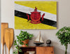 Bella Frye Brunei Flag Wall Art - Vintage Brunei Flag Sign Weathered Wood Style on Canvas