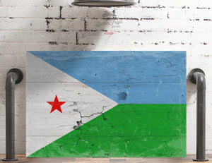 Bella Frye Djibouti Flag Wall Art - Vintage Djibouti Flag Sign Weathered Wood Style on Canvas