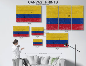 Bella Frye Colombia Flag Wall Art - Vintage Colombia Flag Sign Weathered Wood Style on Canvas