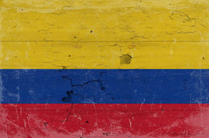 Bella Frye Colombia Flag Wall Art - Vintage Colombia Flag Sign Weathered Wood Style on Canvas