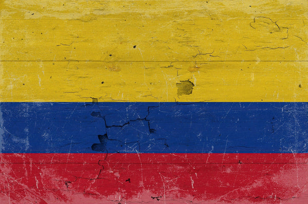 Bella Frye Colombia Flag Wall Art - Vintage Colombia Flag Sign Weathered Wood Style on Canvas