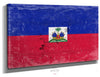 Bella Frye Haiti Flag Wall Art - Vintage Haiti Flag Sign Weathered Wood Style on Canvas