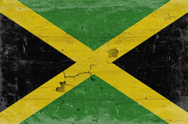 Bella Frye Jamaica Flag Wall Art - Vintage Jamaica Flag Sign Weathered Wood Style on Canvas