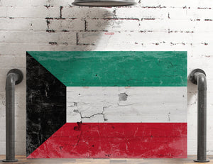 Bella Frye Kuwait Flag Wall Art - Vintage Kuwait Flag Sign Weathered Wood Style on Canvas