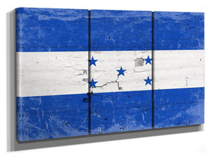 Bella Frye Honduras Flag Wall Art - Vintage Honduras Flag Sign Weathered Wood Style on Canvas