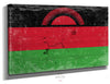 Bella Frye Malawi Flag Wall Art - Vintage Malawi Flag Sign Weathered Wood Style on Canvas
