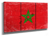 Bella Frye Morocco Flag Wall Art - Vintage Morocco Flag Sign Weathered Wood Style on Canvas