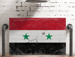 Bella Frye Syria Flag Wall Art - Vintage Syria Flag Sign Weathered Wood Style on Canvas