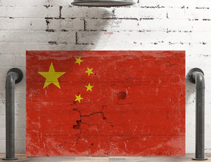 Bella Frye China Flag Wall Art - Vintage China Flag Sign Weathered Wood Style on Canvas