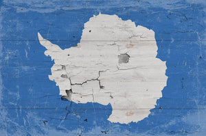 Bella Frye Antarctica Flag Wall Art - Vintage Antarctica Flag Sign Weathered Wood Style on Canvas