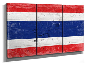 Bella Frye Thailand Flag Wall Art - Vintage Thailand Flag Sign Weathered Wood Style on Canvas