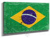 Bella Frye 18 x 12 Brazil Flag Wall Art - Vintage Brazilian Flag Sign Weathered Wood Style on Canvas