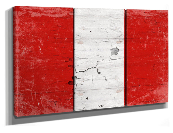 Bella Frye Peru Flag Wall Art - Vintage Peru Flag Sign Weathered Wood Style on Canvas