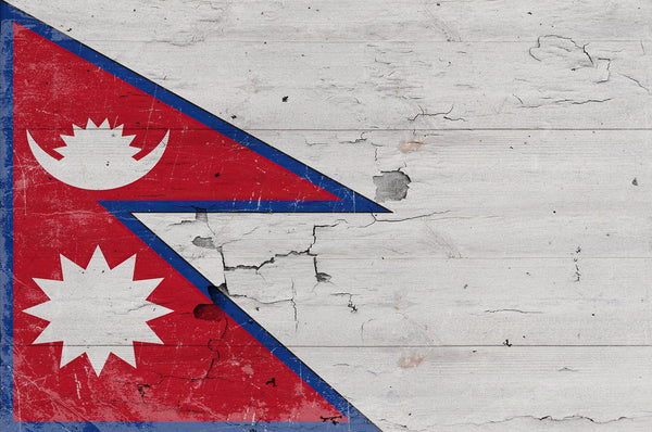 Bella Frye Nepal Flag Wall Art - Vintage Nepal Flag Sign Weathered Wood Style on Canvas