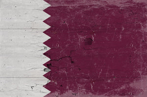 Bella Frye Qatar Flag Wall Art - Vintage Qatar Flag Sign Weathered Wood Style on Canvas