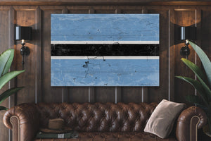 Bella Frye Botswana Flag Wall Art - Vintage Botswana Flag Sign Weathered Wood Style on Canvas