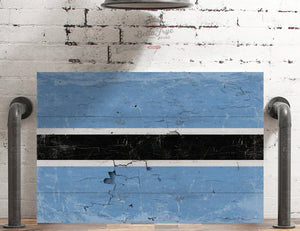 Bella Frye Botswana Flag Wall Art - Vintage Botswana Flag Sign Weathered Wood Style on Canvas