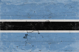 Bella Frye 14" x 11" / Unframed Paper Giclee Botswana Flag Wall Art - Vintage Botswana Flag Sign Weathered Wood Style on Canvas