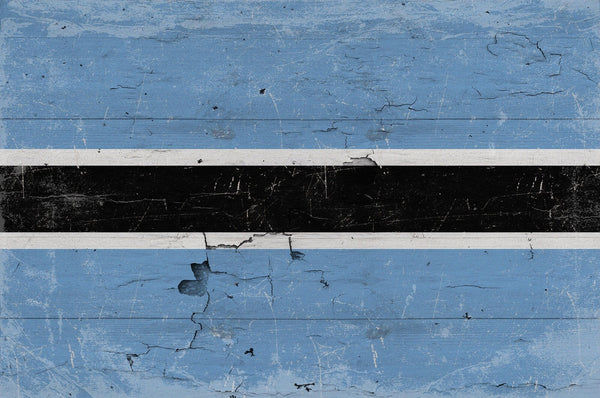 Bella Frye 14" x 11" / Unframed Paper Giclee Botswana Flag Wall Art - Vintage Botswana Flag Sign Weathered Wood Style on Canvas