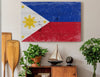Bella Frye Philippines Flag Wall Art - Vintage Philippines Flag Sign Weathered Wood Style on Canvas