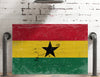 Bella Frye Ghana Flag Wall Art - Vintage Ghana Flag Sign Weathered Wood Style on Canvas