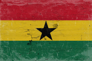 Bella Frye Ghana Flag Wall Art - Vintage Ghana Flag Sign Weathered Wood Style on Canvas