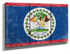 Bella Frye 36" x 24" / 3 Panel Canvas Wrap Belize Flag Wall Art - Vintage Belize Flag Sign Weathered Wood Style on Canvas
