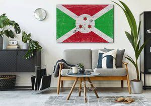 Bella Frye Burundi Flag Wall Art - Vintage Burundi Flag Sign Weathered Wood Style on Canvas