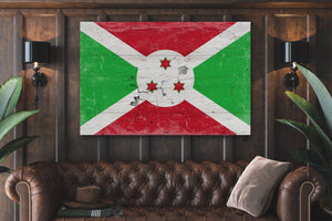 Bella Frye Burundi Flag Wall Art - Vintage Burundi Flag Sign Weathered Wood Style on Canvas