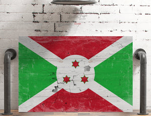 Bella Frye Burundi Flag Wall Art - Vintage Burundi Flag Sign Weathered Wood Style on Canvas