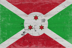 Bella Frye 14" x 11" / Unframed Paper Giclee Burundi Flag Wall Art - Vintage Burundi Flag Sign Weathered Wood Style on Canvas