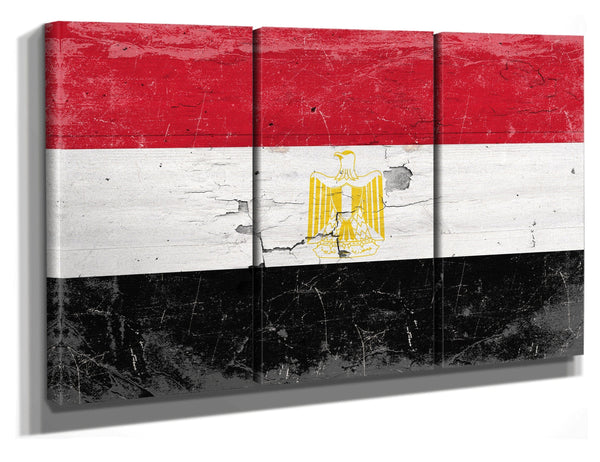 Bella Frye Egypt Flag Wall Art - Vintage Egypt Flag Sign Weathered Wood Style on Canvas