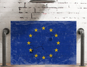 Bella Frye Europe Flag Wall Art - Vintage Europe Flag Sign Weathered Wood Style on Canvas