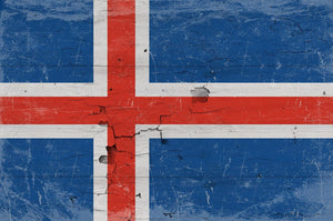 Bella Frye Iceland Flag Wall Art - Vintage Iceland Flag Sign Weathered Wood Style on Canvas