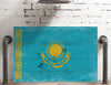 Bella Frye Kazakhstan Flag Wall Art - Vintage Kazakhstan Flag Sign Weathered Wood Style on Canvas