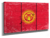 Bella Frye Kyrgyzstan Flag Wall Art - Vintage Kyrgyzstan Flag Sign Weathered Wood Style on Canvas